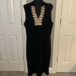 Beautiful Black & gold Pappagallo dress size 14 worn one time. EUC 🖤🖤